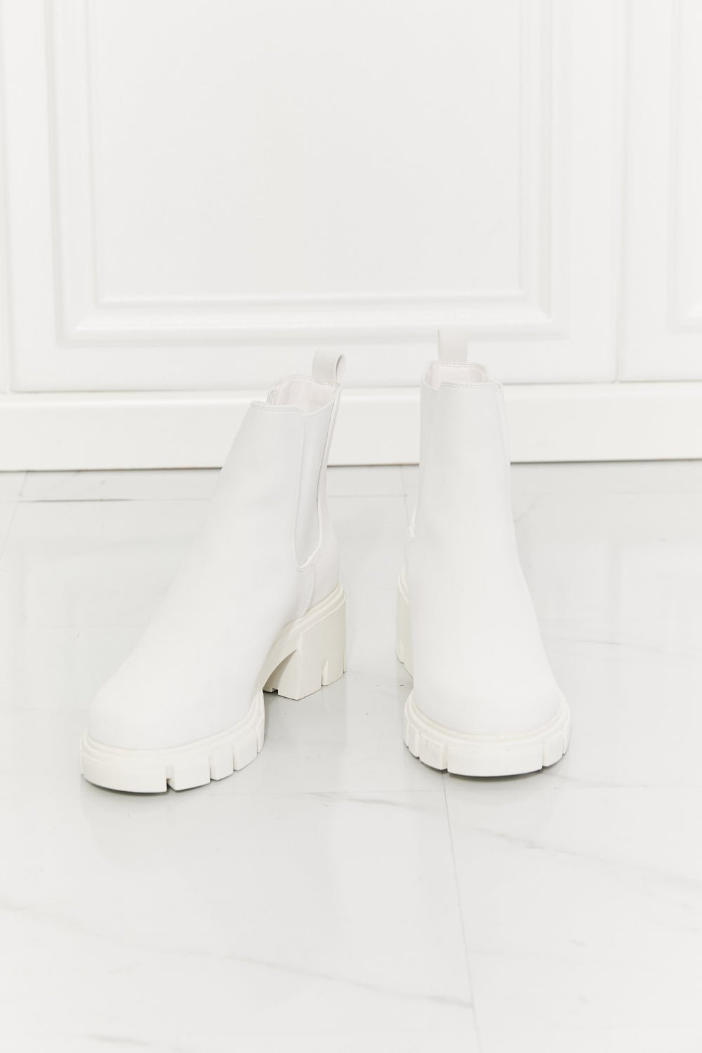 Work For It Matte Lug Sole Chelsea Boots in White - Zen Allure Beauty®️