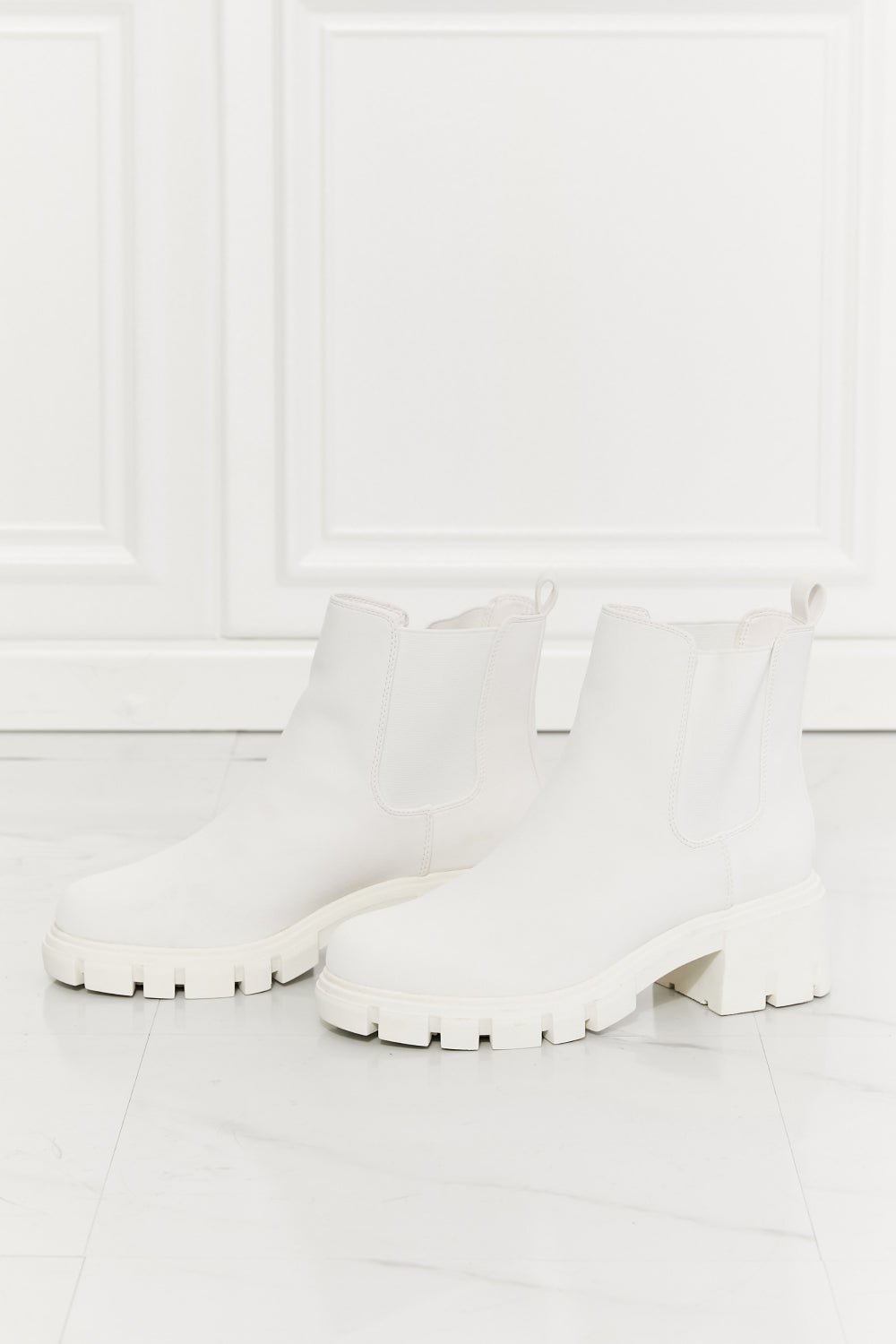 Work For It Matte Lug Sole Chelsea Boots in White - Zen Allure Beauty®️