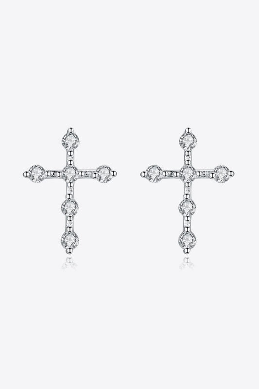 Zircon Cross 925 Sterling Silver Earrings - Zen Allure Beauty®️