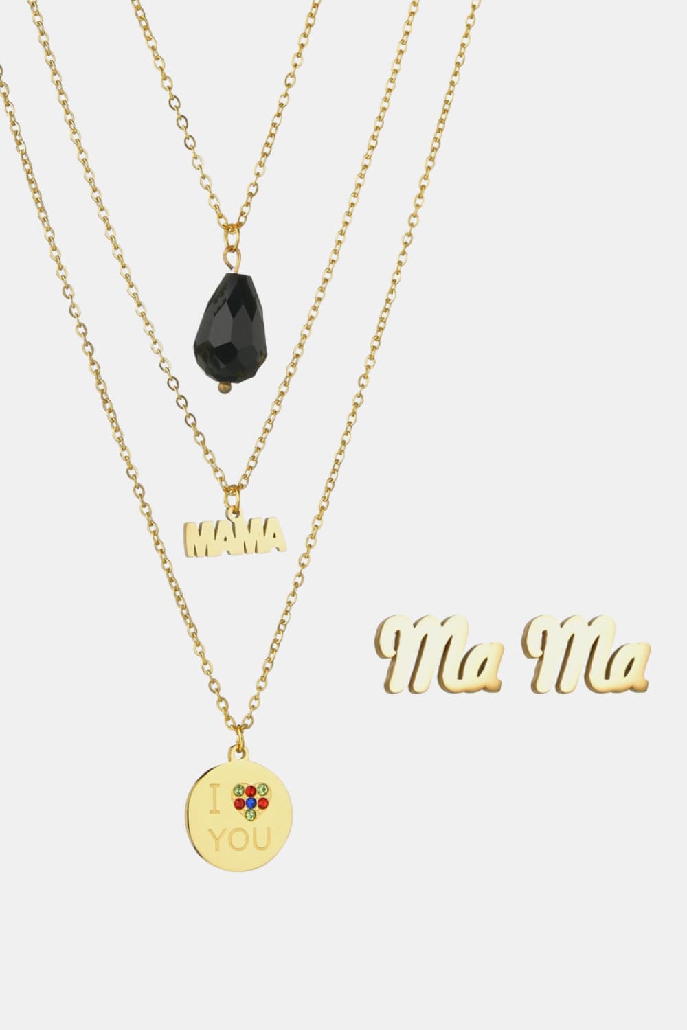 Triple-layer MAMA I LOVE YOU 18K gold-plated Pemdant Combo Deal