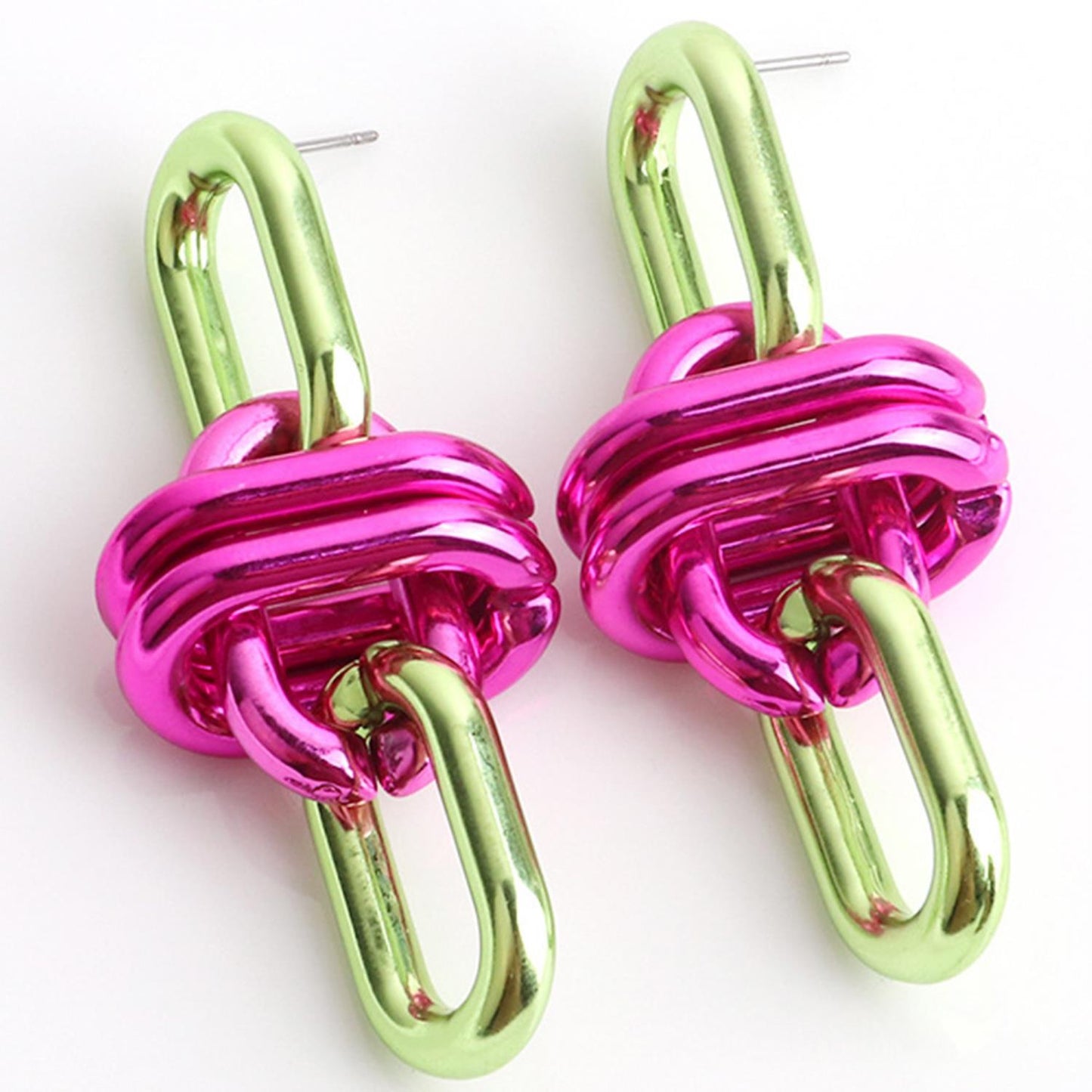 Color Metal Oval Link Earring