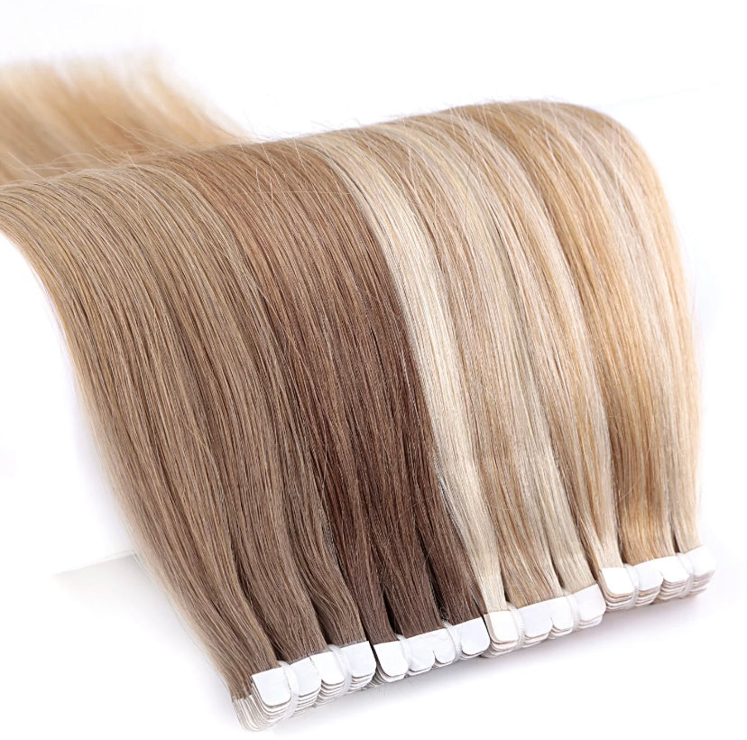 22 Inch #1B Natural Black Tape In Human Hair Extensions 20pcs