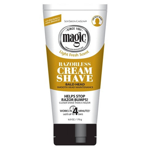 Magic Razorless Cream Shave Bald Head ( Smooth Head Maintenance) 6 Oz